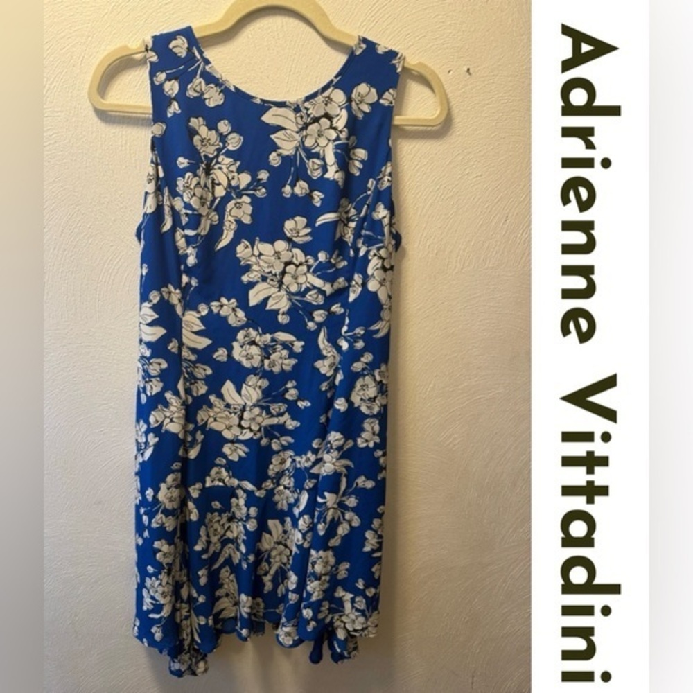 Adrienne Vittadini Studio Blue Floral Sleeveless Fit & Flare Dress Size 6